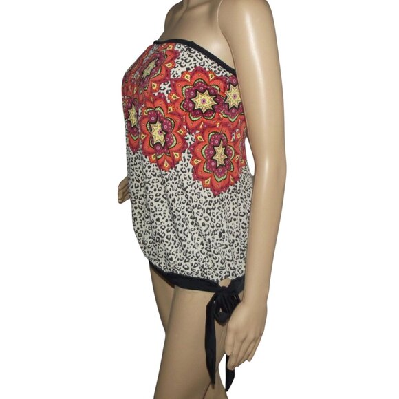 Venus Tankini Swimsuit Top Womens Size 10 animal pring black orange Built In Bra - Picture 3 of 8